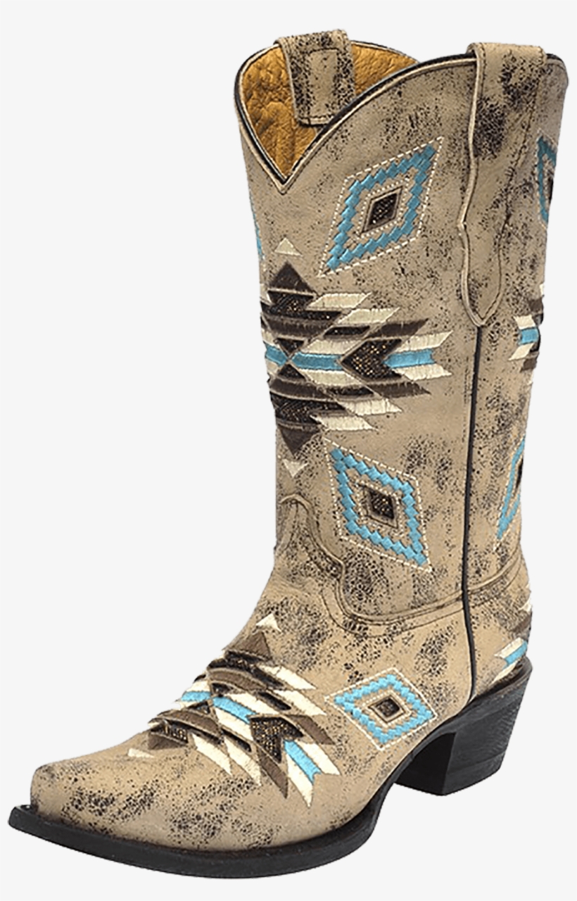 Kid's Corral Aztec Pattern Boot - Distressed Brown, transparent png #971255