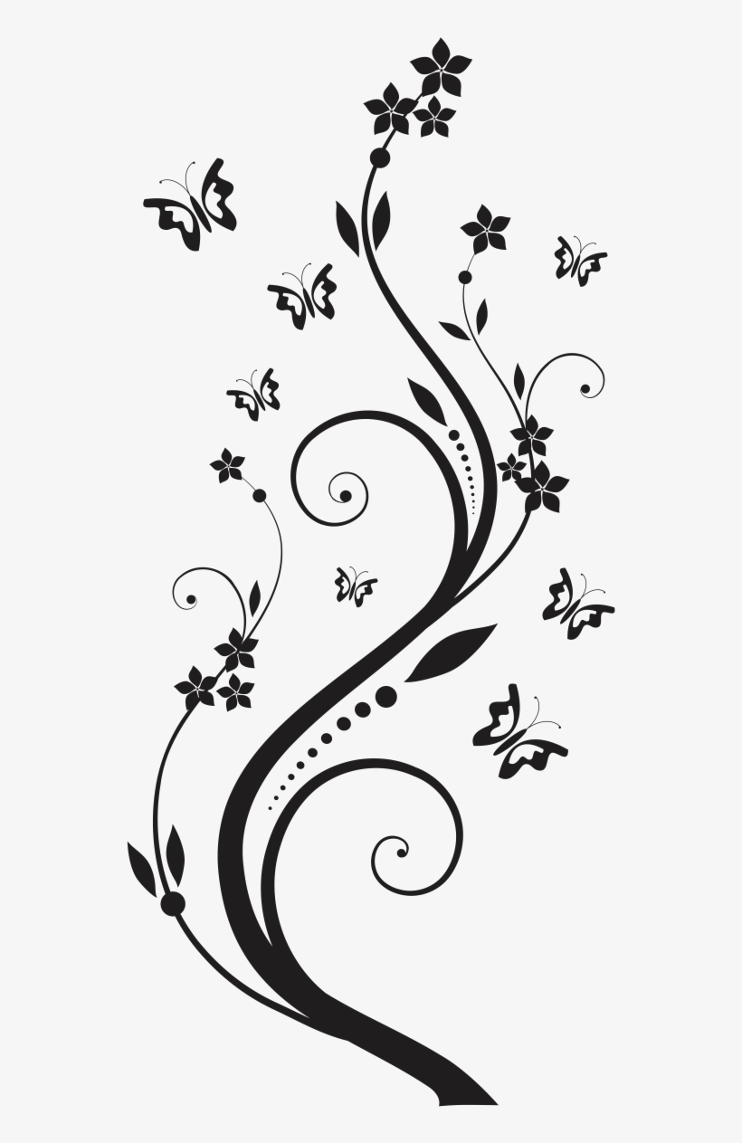 Rodeada De Borboletas - Wall Flowers And Butterflies Paint, transparent png #971746