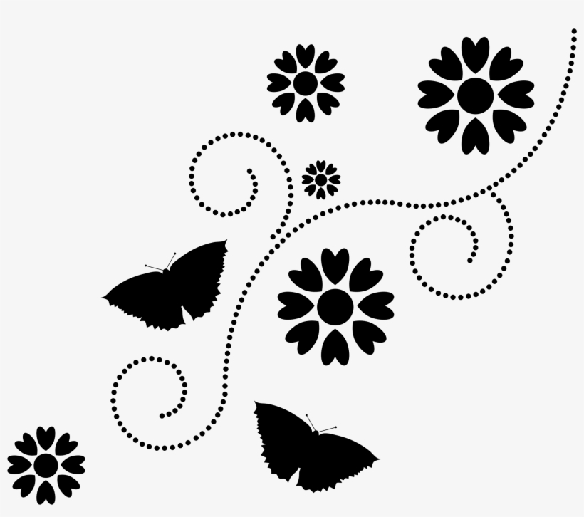 Floral Butterflies Silhouette Icons Png - Butterfly Pattern Png Silhouette, transparent png #971850