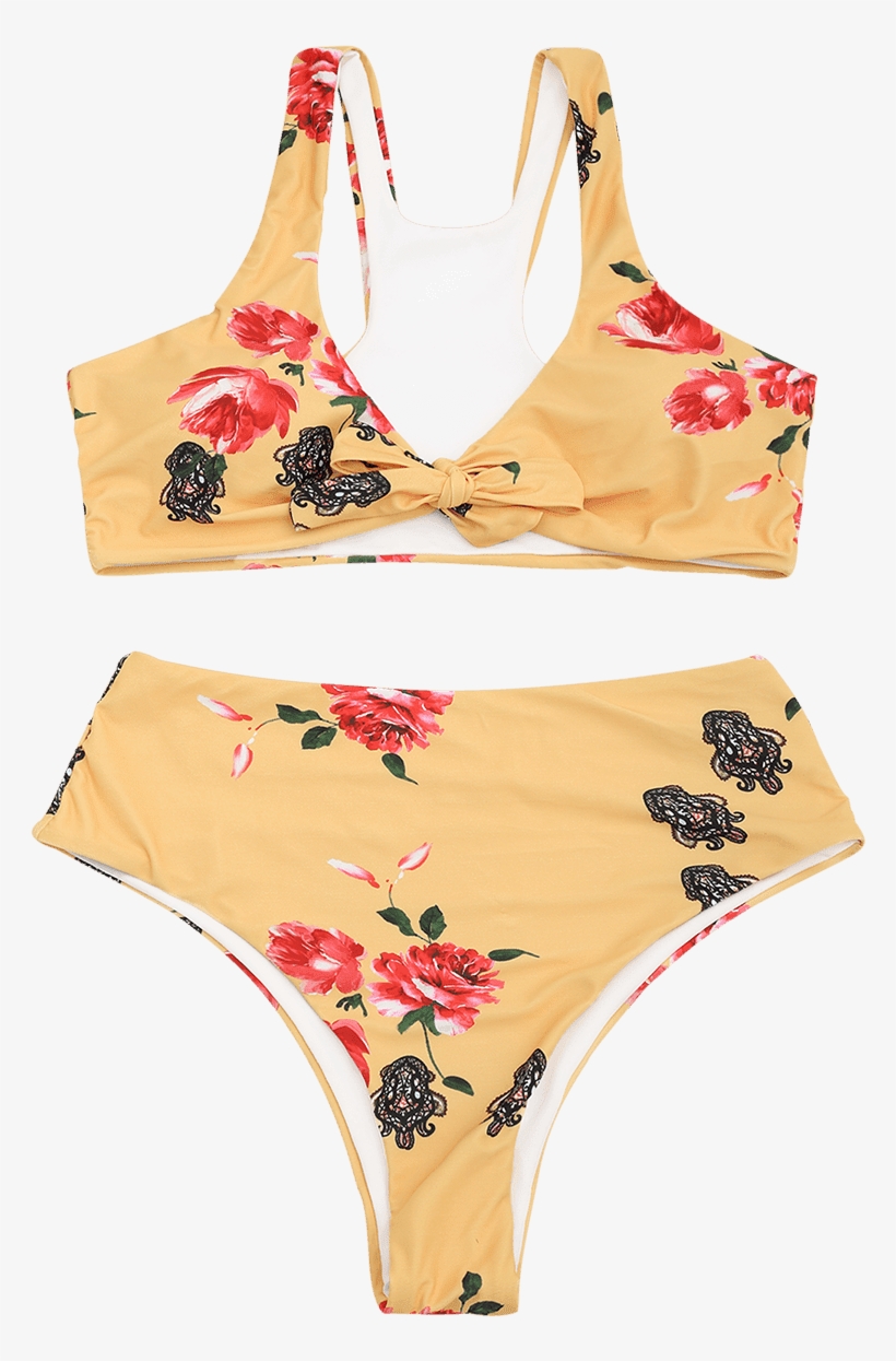 Dropship Floral Racerback High Cut Bikini Set To Sell - Bikini, transparent png #973730