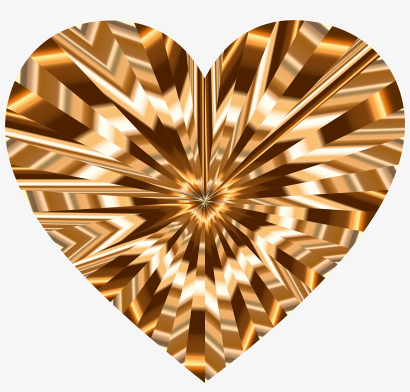 Starburst Heart 9 Jpg Black And White Library - Brown And Gold Heart Png, transparent png #974170