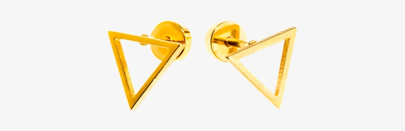 Gold Triangle Screw Backs - Earrings, transparent png #974350