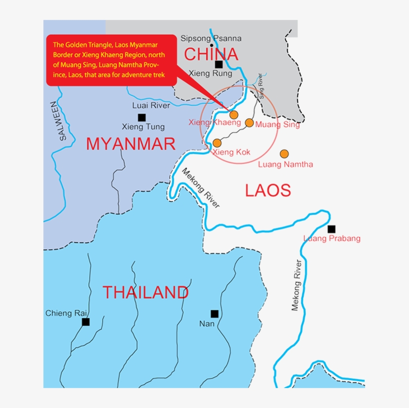 The Golden Triangle, Laos Myanmar Border Or Xieng Khaeng - Golden Triangle Laos Map, transparent png #974519