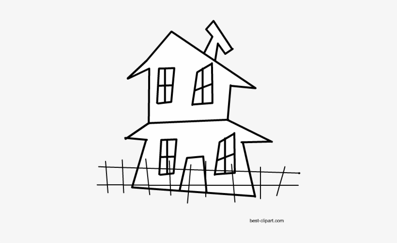 Black And White Haunted House Clipart Free - Clip Art, transparent png #974830