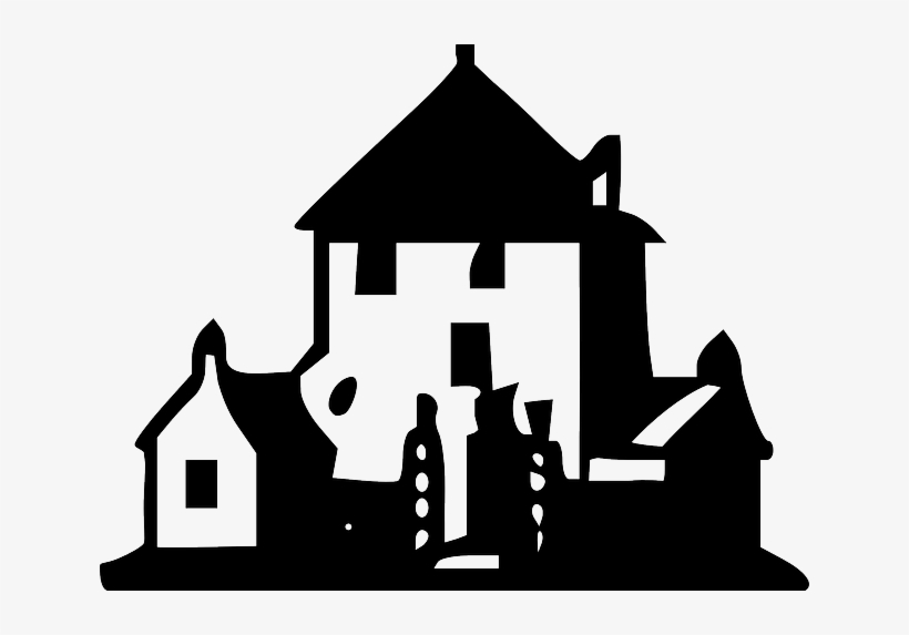 Building, House, Outline, Houses, Dark, Estate, Real - House Clip Art Black, transparent png #975202