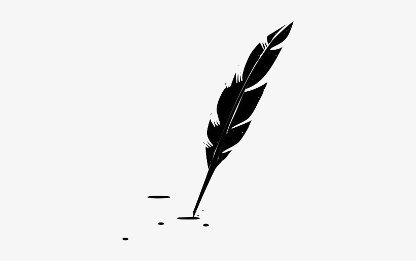 Feather Pen Png Black And White Transparent Feather - Quill Feather Pen Png, transparent png #975925