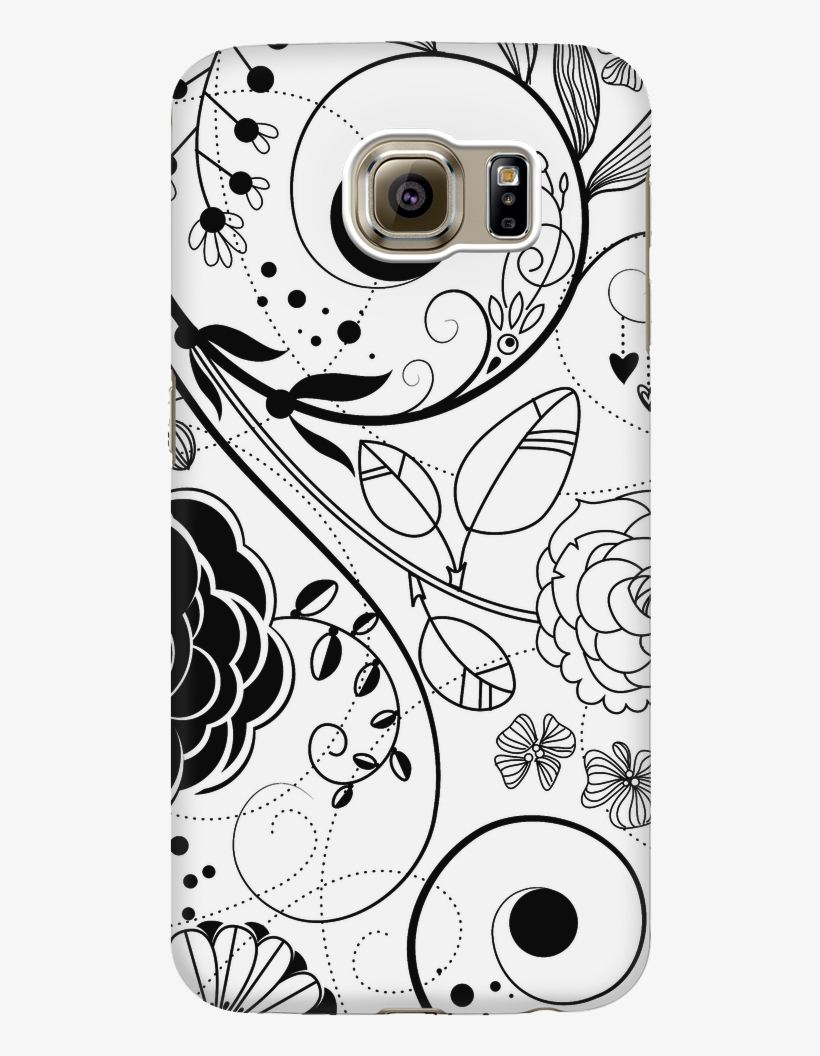 Black White Flourish Phone Case - Blue Whimsical Floral Tile Coaster, transparent png #977581