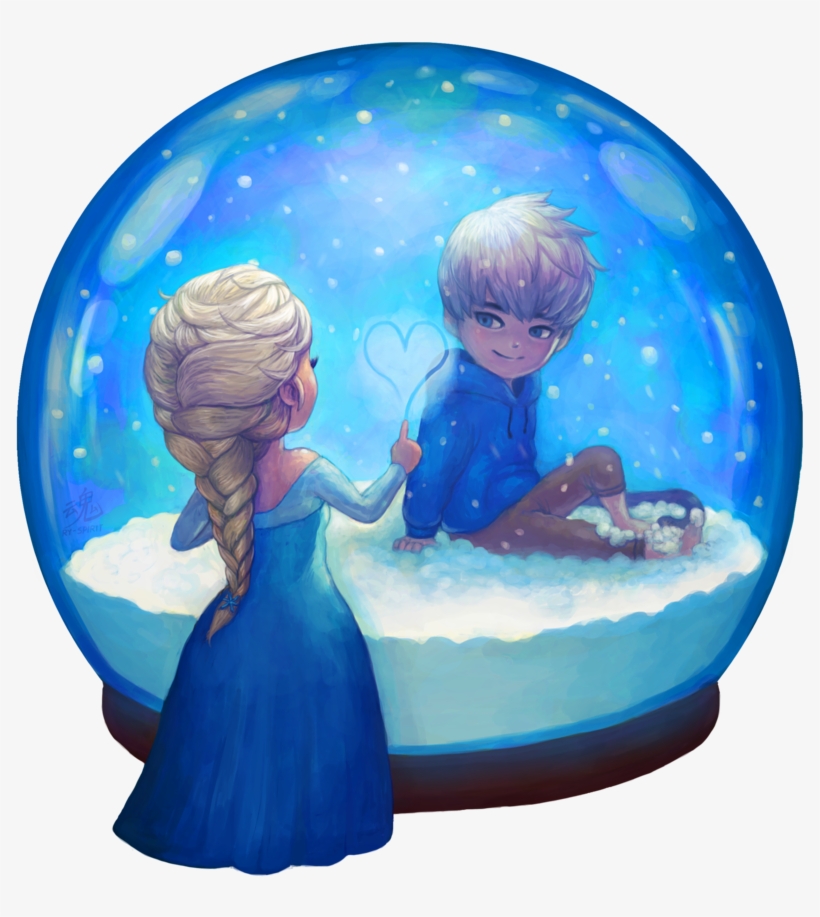 Elsa And Jack Frost Separated By The Snow Globe Di Elsa E Jack Frost Free Transparent Png Download Pngkey