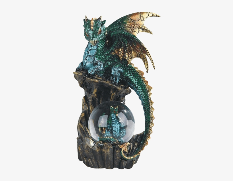 Green Dragon Snow Globe - Home And Holiday Shops Green Dragon On Rock Medieval, transparent png #978618