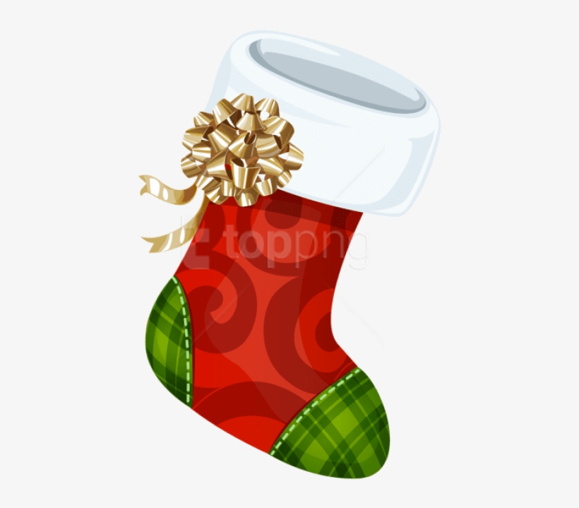 Free Png Christmas Stocking With Gold Bow Png - Christmas Sock Transparent Background, transparent png #9700744