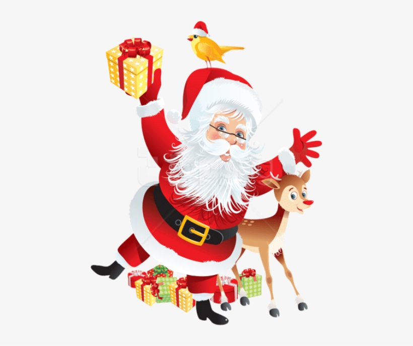 Free Png Transparent Santa And Rudolph Deco Png - Santa Claus Transparent Background, transparent png #9702140