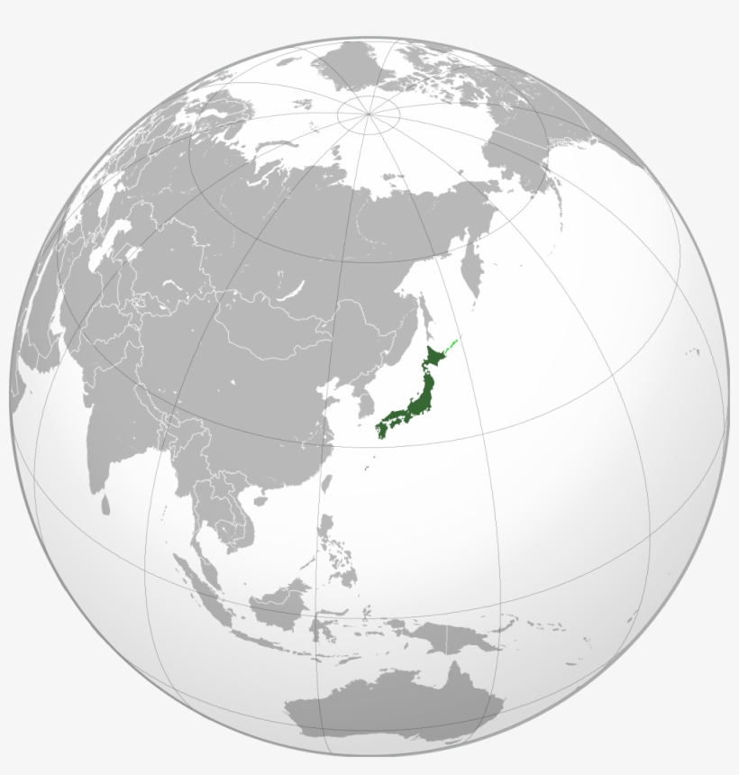 Japan - South Korea Globe Map, transparent png #9702340