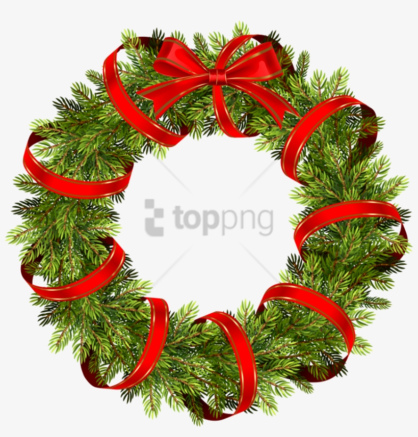 Free Png Download Ribbons Christmas Png Images Background - Christmas Wreaths With Red Ribbon, transparent png #9703492