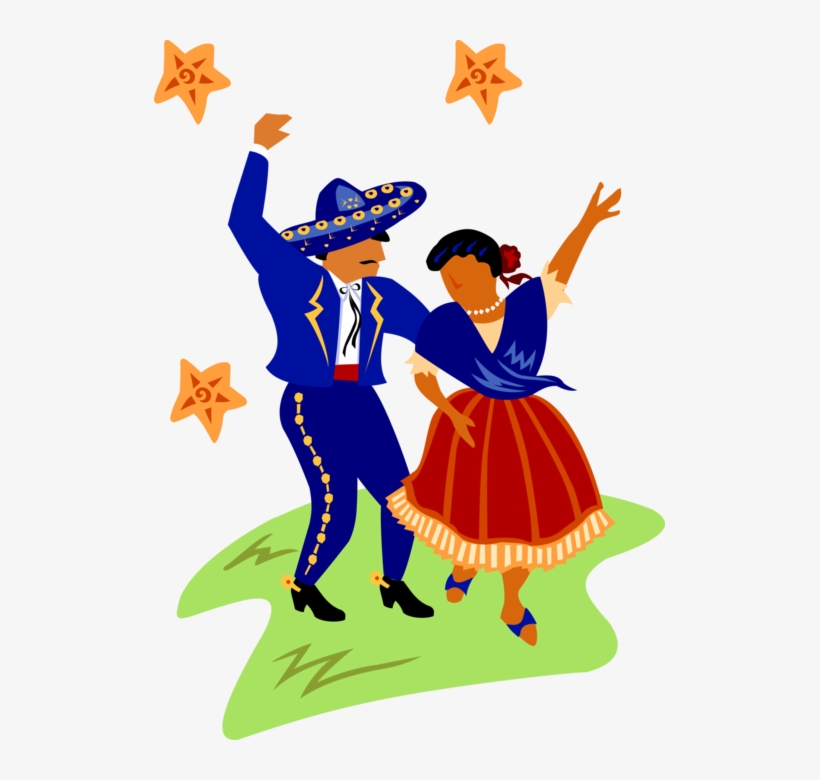 Traditional Costume Clipart Mexican Hat Dance - Mexicans Dancing Clip Art, transparent png #9704275