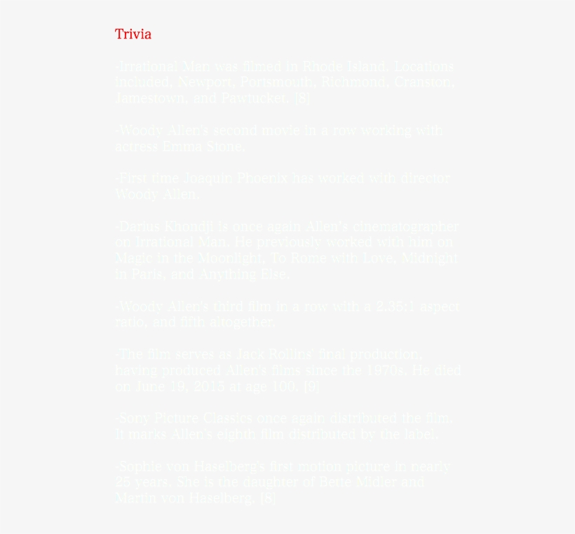 Trivia -irrational Man Was Filmed In Rhode Island - Parallel, transparent png #9705930