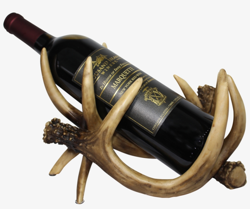 Photo Of Antler Wine Bottle Holder With Wine - Wine Bottle, transparent png #9706345