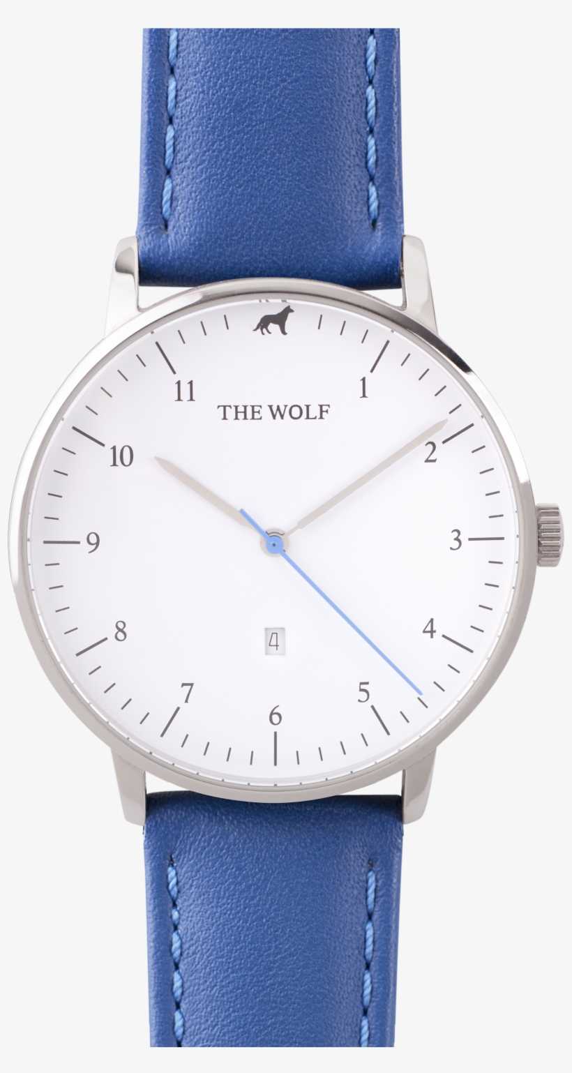 Arctic Blue - Blue Leather Watch White Face, transparent png #9709158