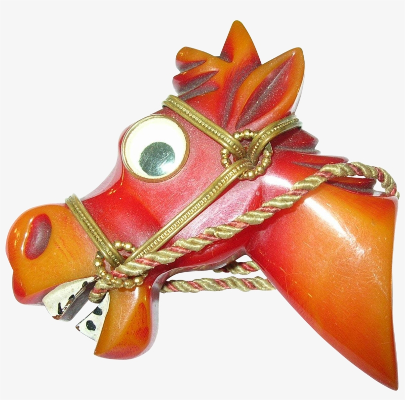 Vintage Bakelite Googly Eye Horse Head Brooch Book - Gun, transparent png #9709291