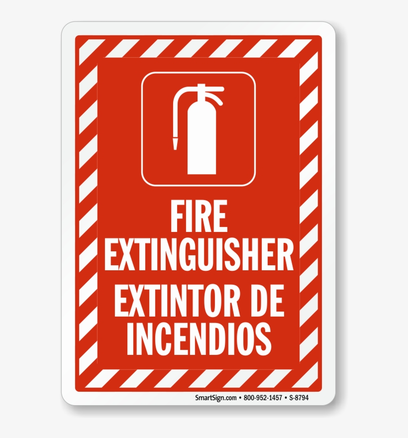 Bilingual Fire Extinguisher Sign - Fire Extinguisher Safety In Spanish, transparent png #9711742