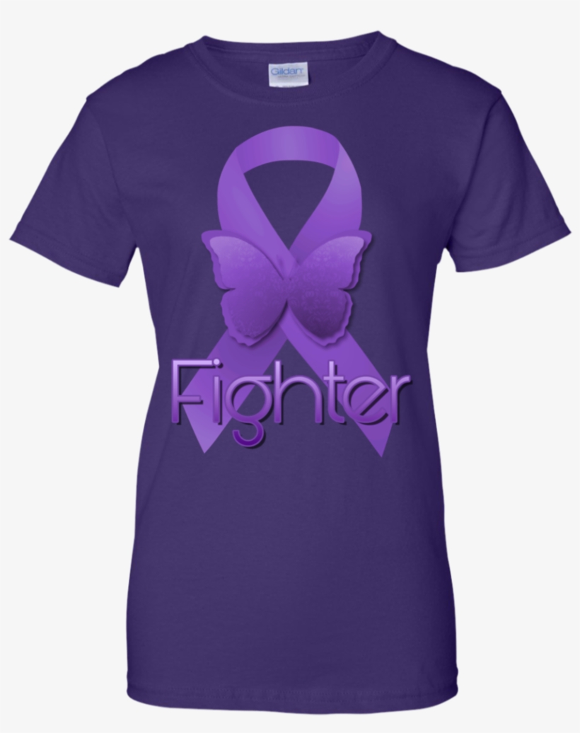Purple Awareness Ribbon Fighter Purple Ribbon T Shirt - T-shirt, transparent png #9712655