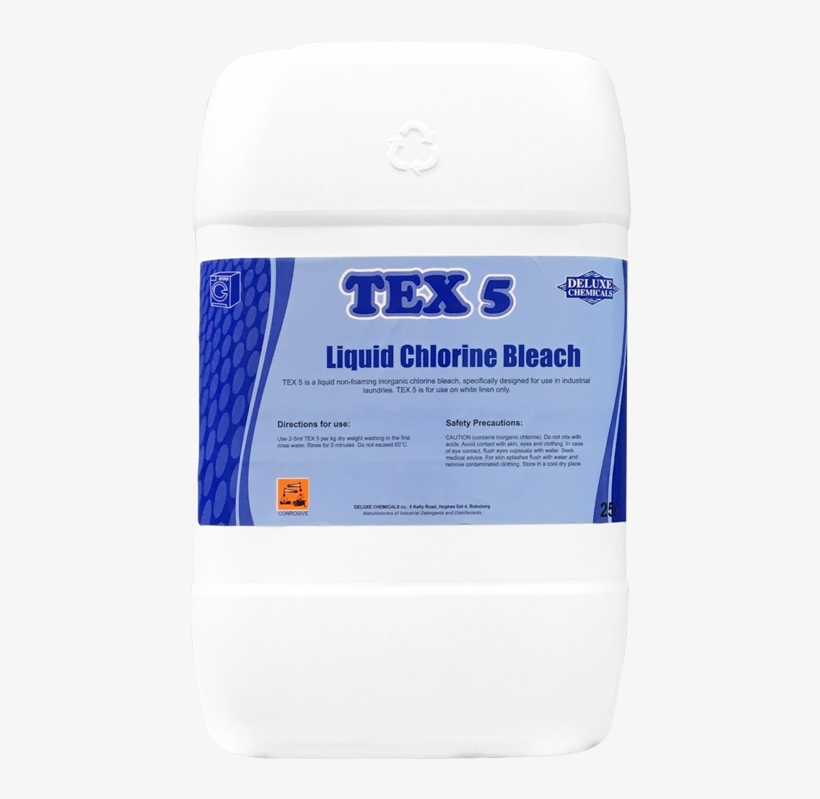 Tex 5 Liquid Chlorine Bleach - Plastic Bottle, transparent png #9713135