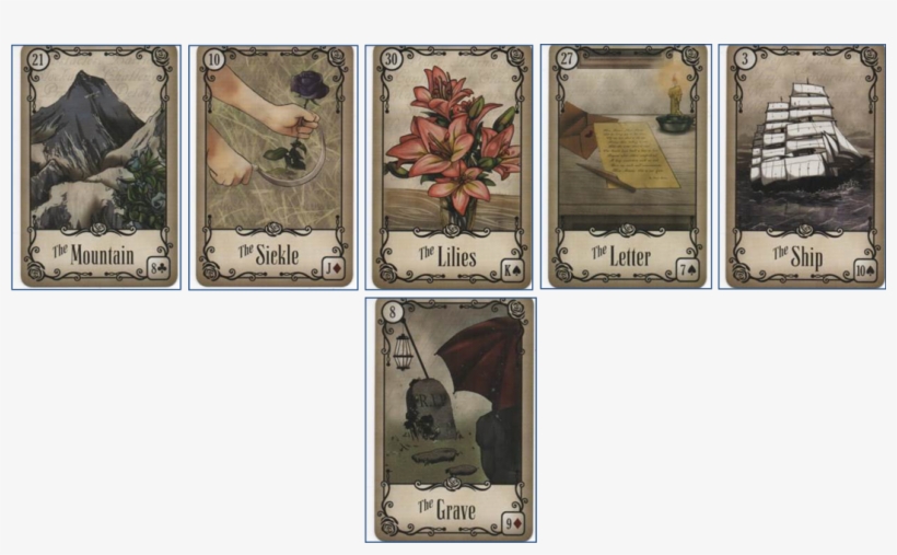 Lenormand Line Of 5 With Base Card - Tarot Cards Coffin, transparent png #9717242