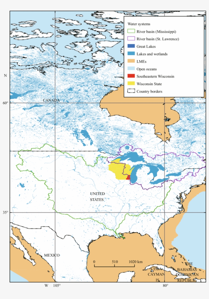 Major Lake And River Systems Of North America And The - Water Systems Of North America, transparent png #9718938