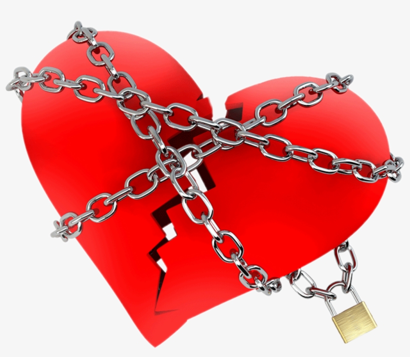 Heart Chain Brokenheart Hate Love Red Lock Truelove - Broken Heart With Chains, transparent png #9721357