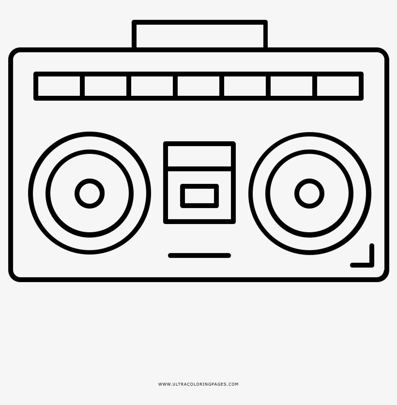 Boombox Coloring Page - Line Art, transparent png #9726088