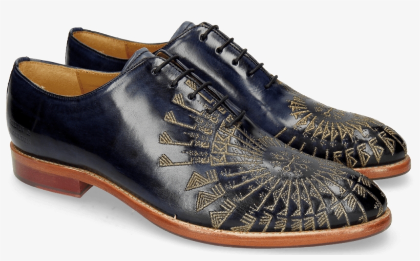 Oxford Shoes Kane 21 Navy Embrodery Gold - Leather, transparent png #9726296
