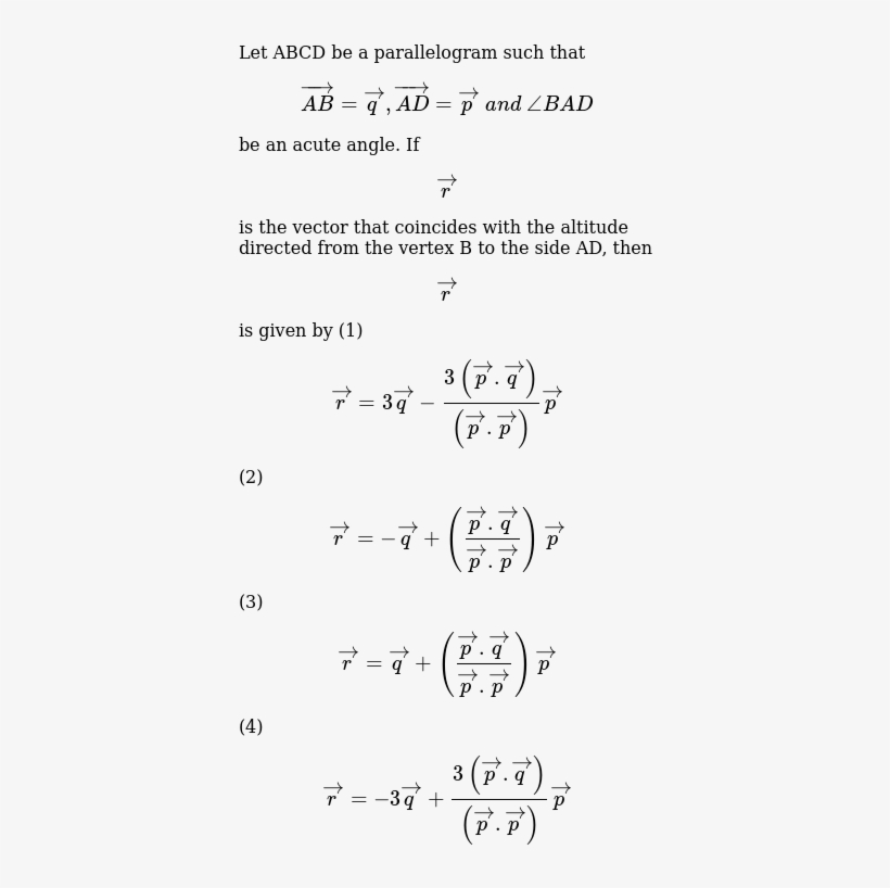 Let Abcd Be A Parallelogram Such That →ab=→q,→ad=→pand∠bad - Handwriting, transparent png #9729866