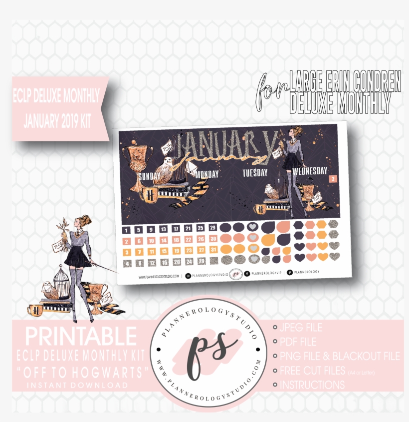 Off To Hogwarts January 2019 Monthly View Kit Digital - January, transparent png #9729906