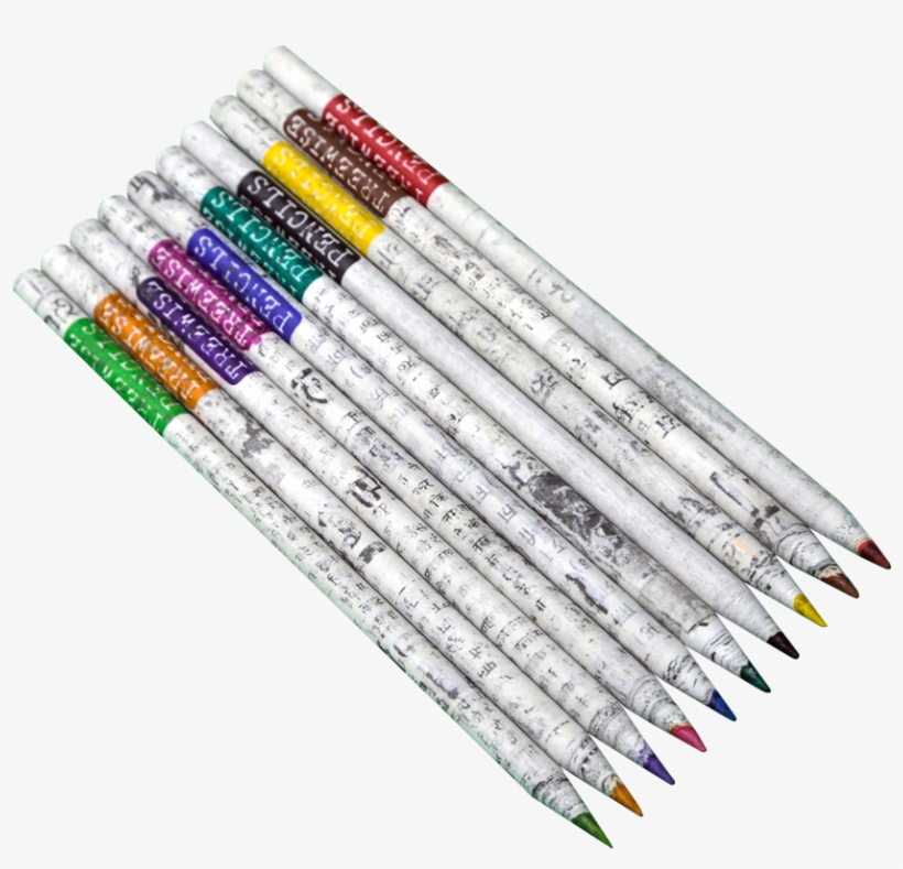 Coloured Recycled Newspaper Pencils, transparent png #9729942