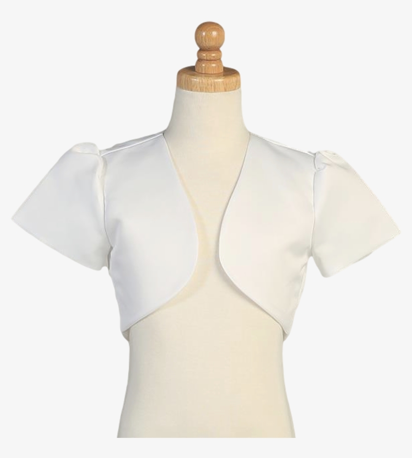 Satin Bolero Jacket In Ivory Or White Girls & Plus - Blouse, transparent png #9735354