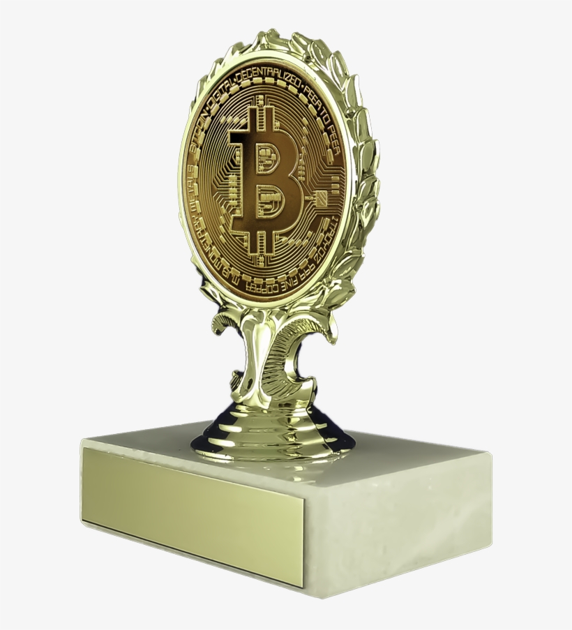 Bitcoin Logo Trophy On Flat White Marble - Marble, transparent png #9736506