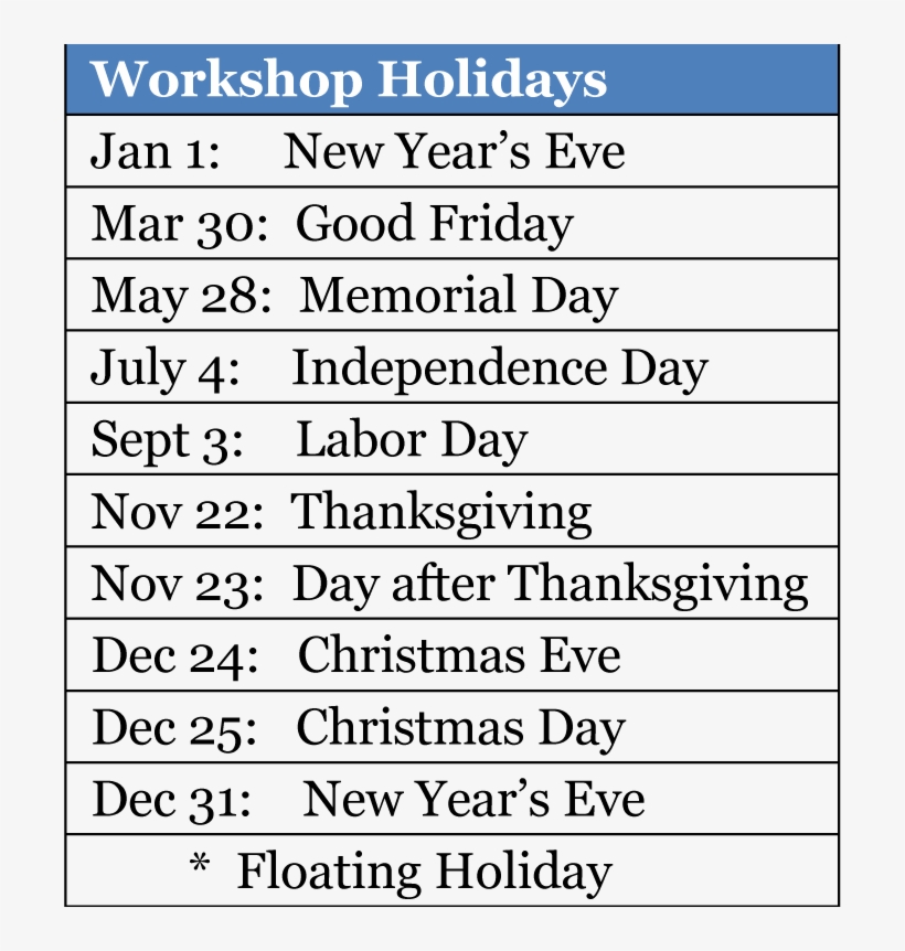 2018 Holiday Calendar - Best Titles For Superlatives, transparent png #9736828