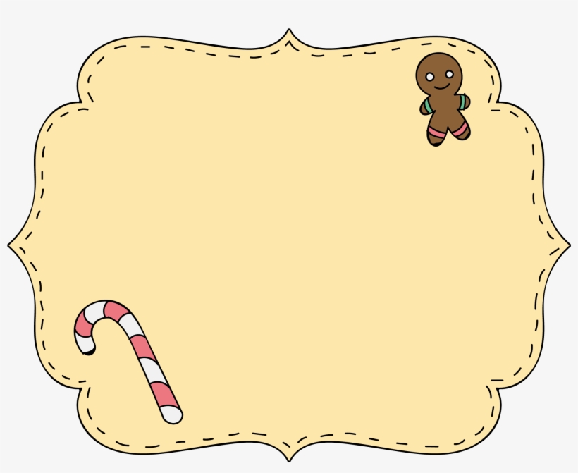 Christmas Decoration Text Label - Free Gingerbread Man Clipart Border, transparent png #9737614