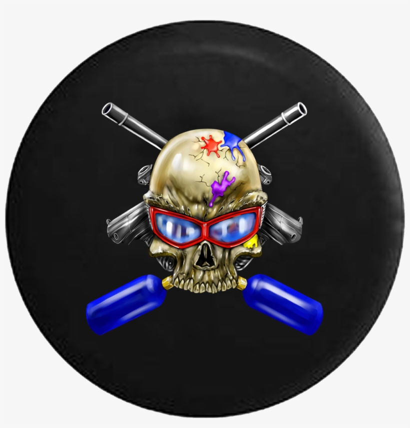 Paintball Skull Guns Jeep Camper Spare Tire Cover Custom - Skull, transparent png #9738123