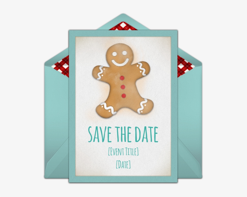 Gingerbread Man Online Invitation - Gingerbread, transparent png #9738247