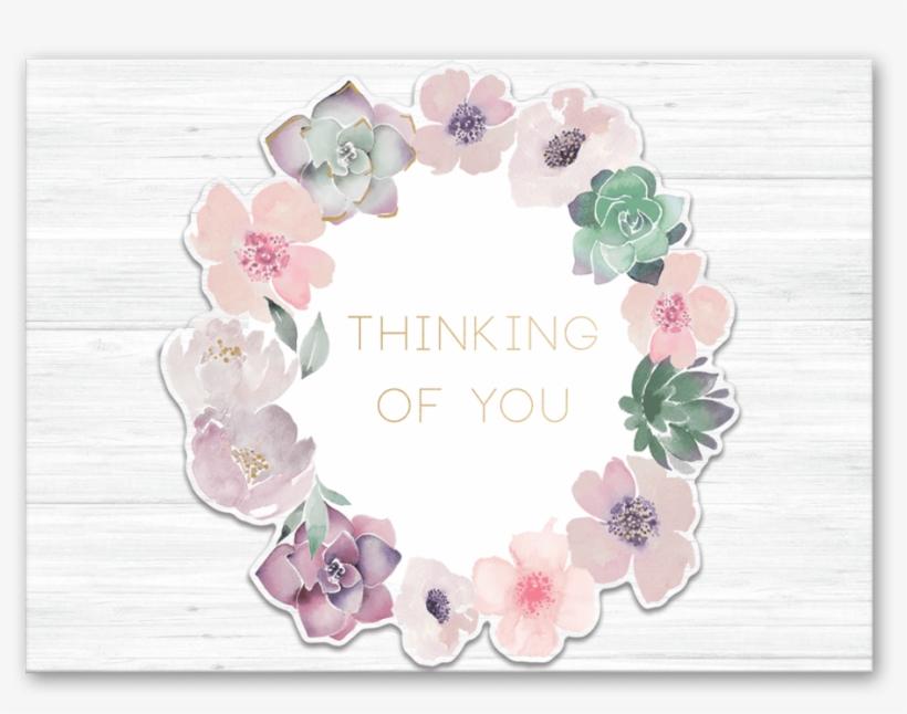 Floral Wreath Thinking Of You Greeting Card - Rose, transparent png #9738880