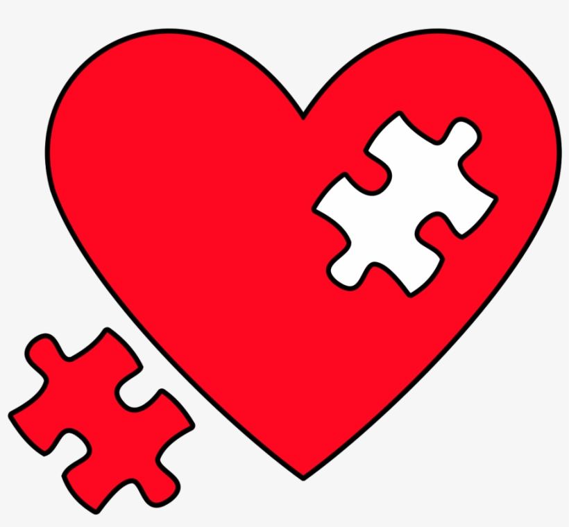 Heart Puzzle Clipart - Puzzle Piece Heart Clipart, transparent png #9739725