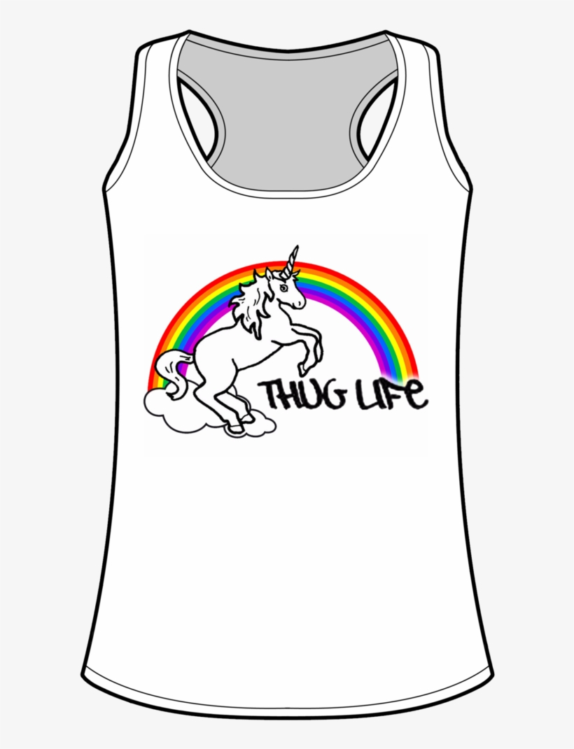 Thug Life Rainbow Unicorn Muscle Tank - Active Tank, transparent png #9741693