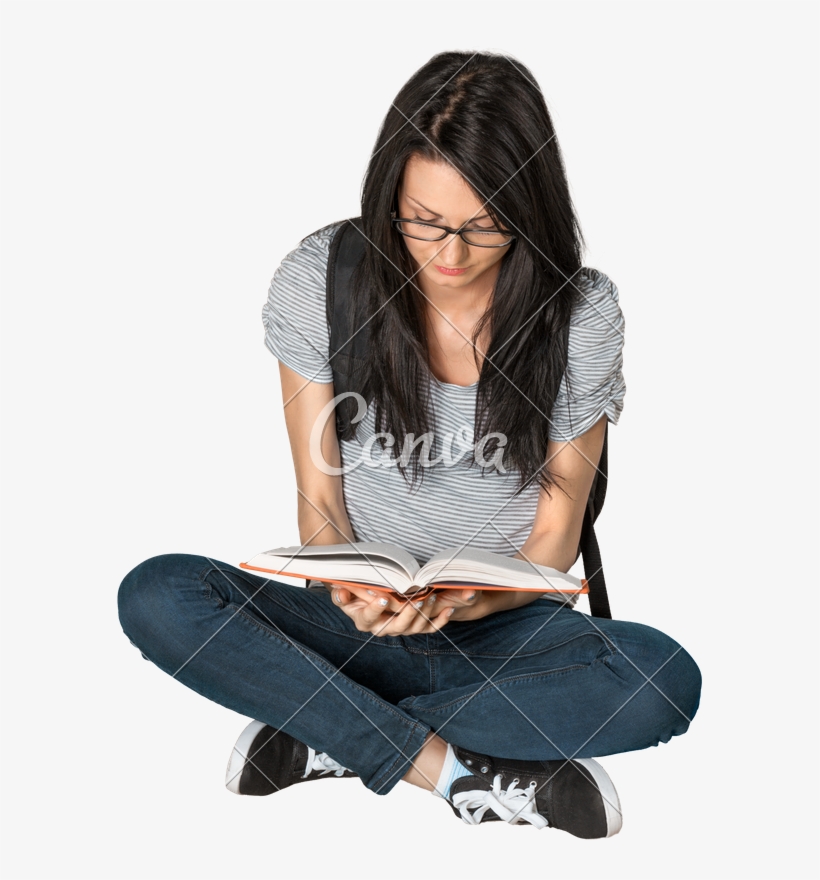 Sitting With And Reading A Book Isolated - Sitting, transparent png #9742811