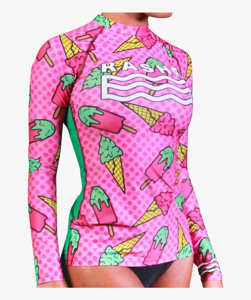 Popsicle Womens Long Sleeve Rash Vest - One-piece Swimsuit, transparent png #9743243