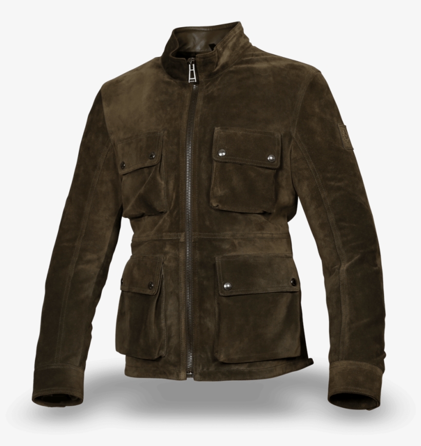 Belstaff New Brad Men's Leatherjacket, Green Smoke - Leather Jacket, transparent png #9743833