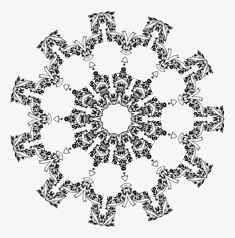 Symmetry Point Flower Doily Line Art - Circle, transparent png #9744059