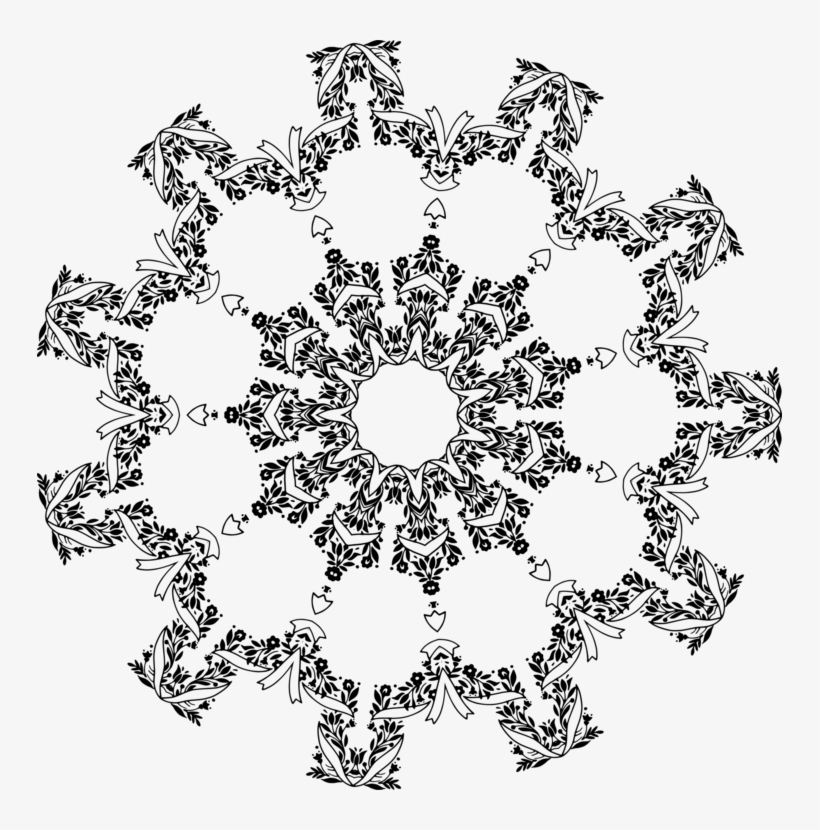 Symmetry Point Flower Doily Line Art - Circle, transparent png #9744059