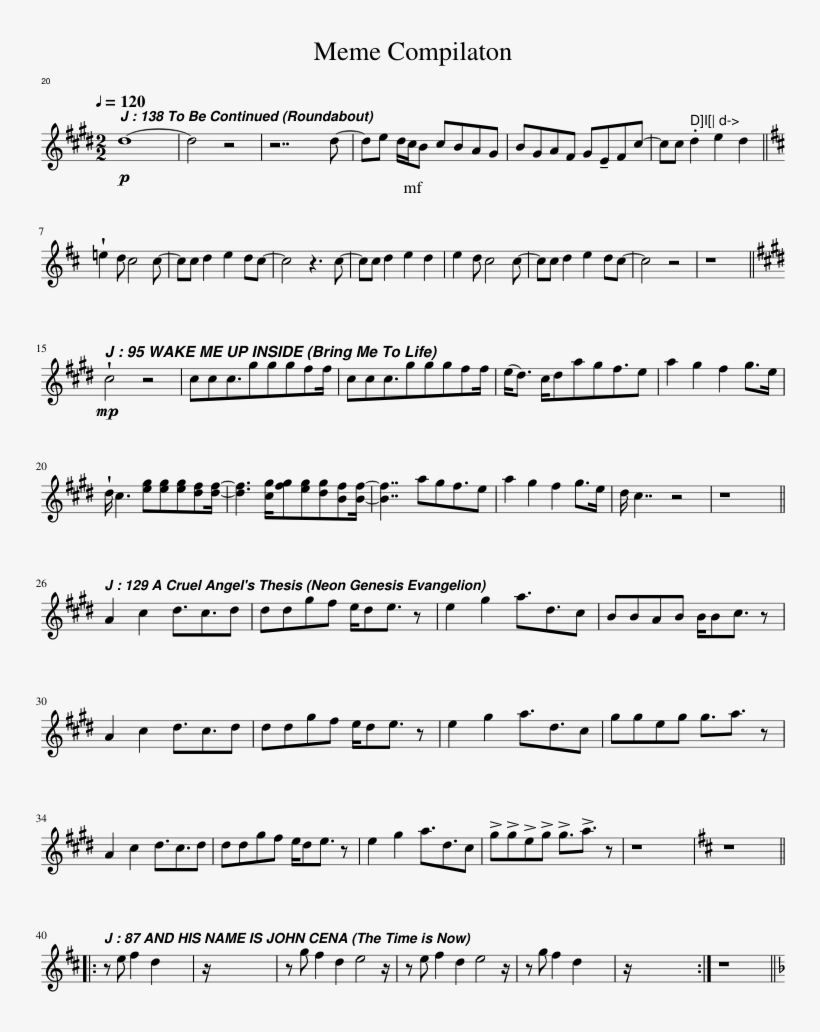 Meme Compilation - Clarinet Concerto In A Major Mozart Sheet Music, transparent png #9745165