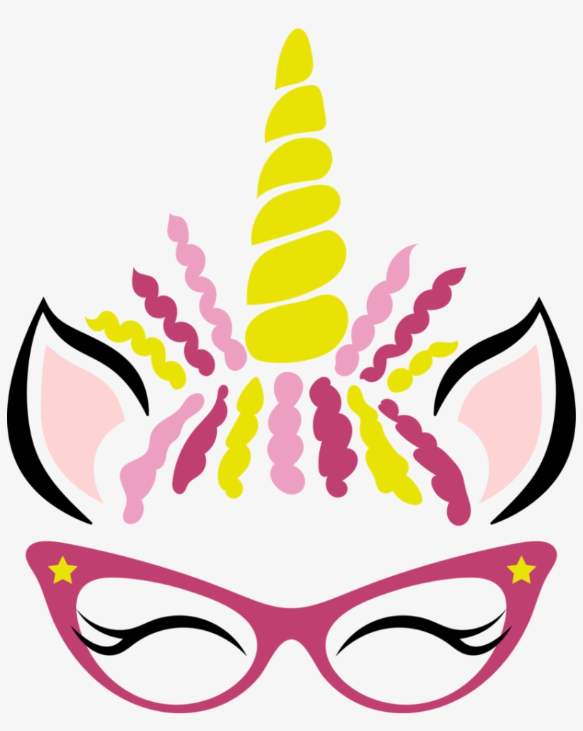 Customizable Unicorn Face Vinyl Decals - Unicorn Face With Glasses, transparent png #9745381