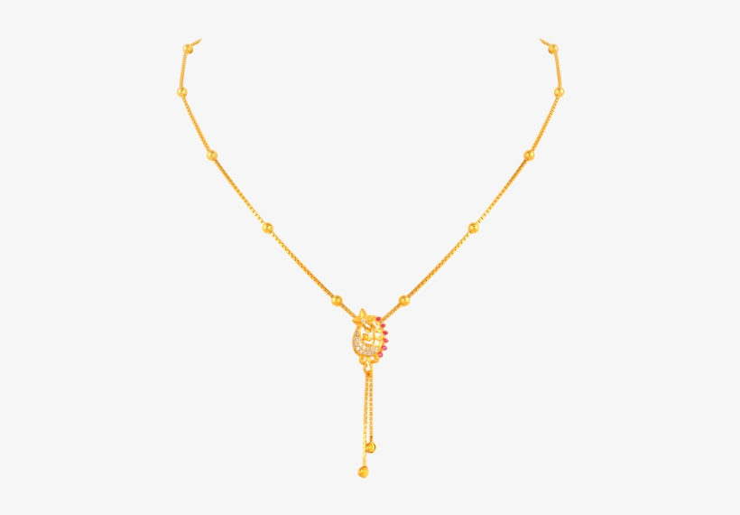 Urbane Stylish Floral Studded Gold Necklace - Necklace, transparent png #9746783